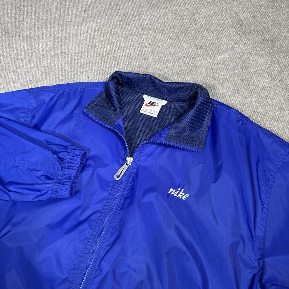 Vintage Nike‎ Windbreaker Jacket Womens S Blue Nylon Lightweight Embroidered 90s